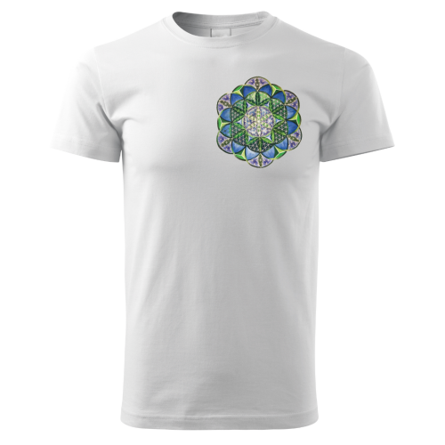 mandala kolor góralska rozeta pocket męska biała koszulka Tatra Art.png