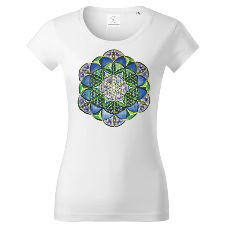 mandala kolor góralska rozeta damska biała koszulka Tatra Art.png