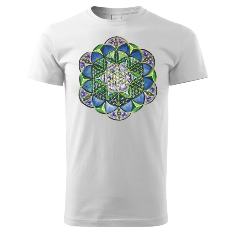 mandala kolor góralska rozeta męska biała koszulka Tatra Art.png